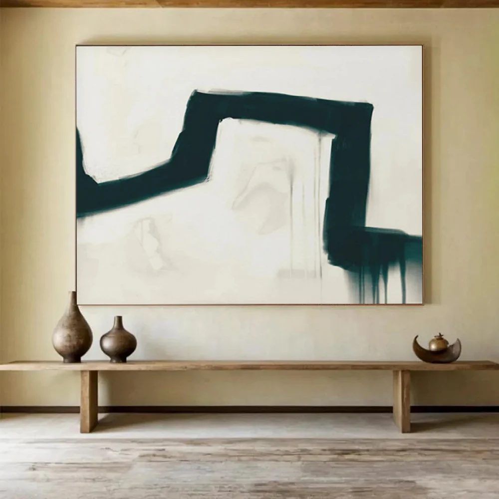 Days Hand-painted Dramatic Black Abstract Canvas Artwork UK1L3